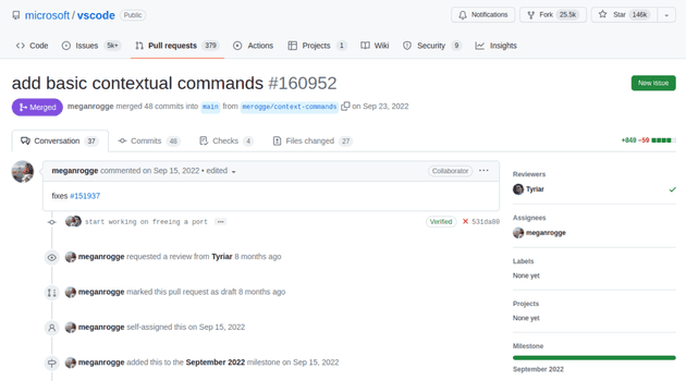 the PR of the commit